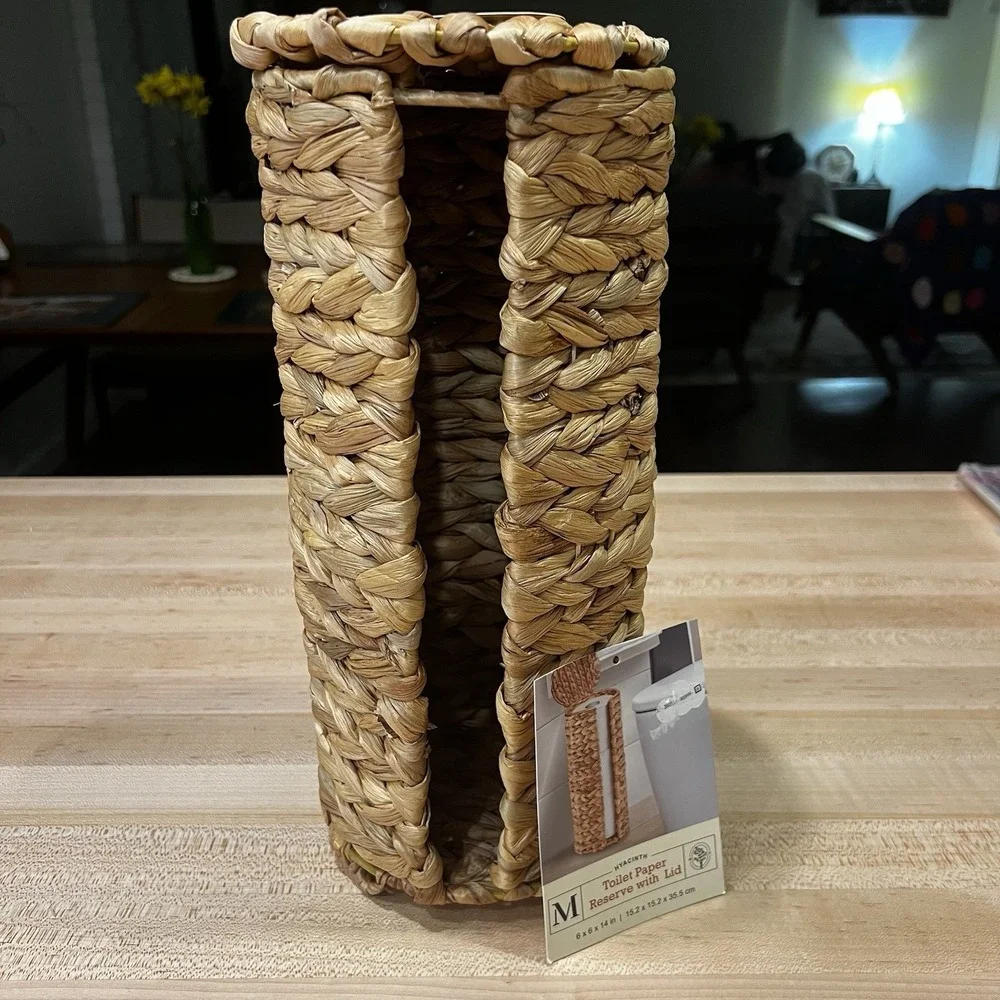 Natural Hyacinth‎ Floor Standing Toilet Paper Reserve Stand Alone Storage New